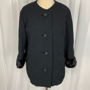 Vintage black coat with fur cuffs